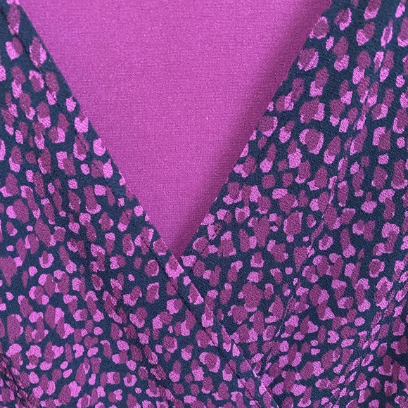 Ann Taylor V Neck Faux Wrap Purple Print Jersey Dress Size 0 - Picture 13 of 13